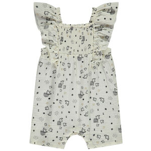 Ολόσωμη φόρμα μακριά με φαντεζί σχέδιο πουλιά all-over για bebe κορίτσι 