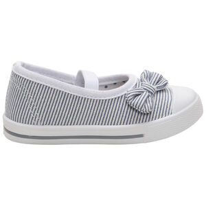 Αθλητικά παπούτσια ψηλά από ύφασμα με ρίγες και φιόγκο για bebe κορίτσι 