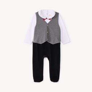 Φορμάκι πλεκτό βελούδο 2 σε 1 με φιόγκο jersey για μωρό αγόρι 