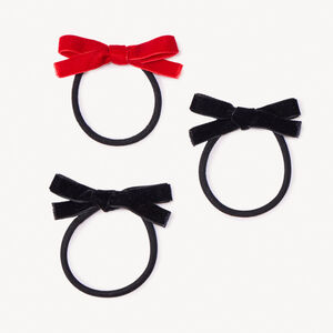 Σετ 3 βελούδινα λαστιχάκια με φιόγκο για κορίτσι 