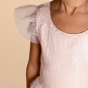 Φόρεμα κοντομάνικο με τούλι και παγιέτες για κορίτσι 