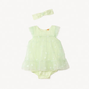 Φόρεμα από τούλι με 3D λουλούδια + κορδέλα με κόμπο από τούλι για κορίτσι μωρό 