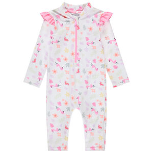 Μακρύ μαγιό jersey με αντιηλιακή προστασία και σχέδιο φλαμίνγκο για bebe κορίτσι 