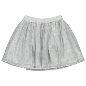 Φούστα skater από ασημένιο δίχτυ για κορίτσι 
