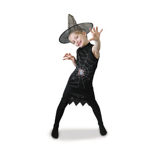 Στολή μάγισσας μέγεθος L μαύρο με κωνικό καπέλο από τούλι 