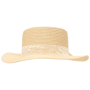 Καπέλο canotier με κορδέλα από κεντημένη δαντέλα για κορίτσι 