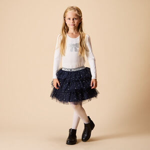 Φόρεμα γιορτής μακρυμάνικο με εφέ 2 σε 1 από δύο υφάσματα για κορίτσι 