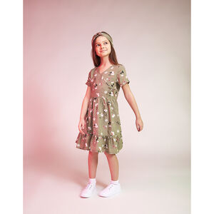 Φόρεμα skater κοντομάνικο με σχέδιο floral για κορίτσι 
