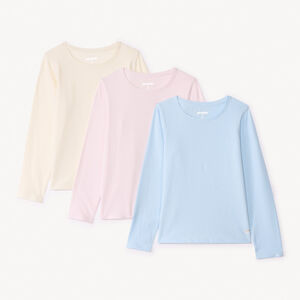 Σετ από 3 μακρυμάνικα μπλουζάκια μονόχρωμα για κορίτσι 
