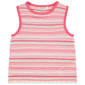 Μπλουζάκι αμάνικο σε πλεκτό crochet effet ajouré για κορίτσι 