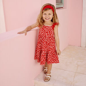 Φόρεμα με κοντά μανίκια και print σε maille cloquée για bebe κορίτσι 