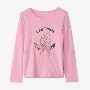 Μακρυμάνικο μπλουζάκι jersey με λαμπερό τύπωμα για κορίτσι 