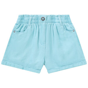 Σορτς ψηλόμεσο μονόχρωμο από βαμβάκι με φαντεζί σχέδιο για κορίτσι 