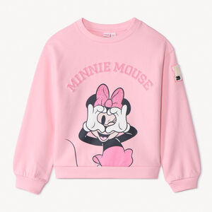 Φούτερ ροζ από molleton gratté με μεγάλο print Minnie Disney για κορίτσι 