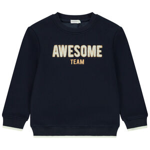 Φούτερ από φλις και βελουτέ + κέντημα για αγόρι 