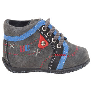 Δερμάτινα μποτάκια με κορδόνια και στάμπα  