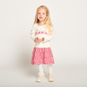 Φόρεμα 2 σε 1 bi-matière με λουλουδάτο σχέδιο για bebe κορίτσι 