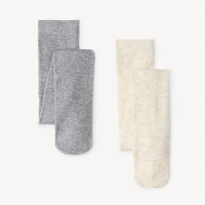 Σετ από 2 ζευγάρια παχιά μονόχρωμα καλσόν jersey για bebe κορίτσι 