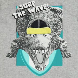 Κοντομάνικο T-shirt με κουκούλα και σχέδιο κροκόδειλου 