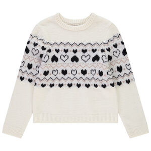 Πλεκτό πουλόβερ με βελουτέ επένδυση και σχέδιο βουνό για κορίτσι 