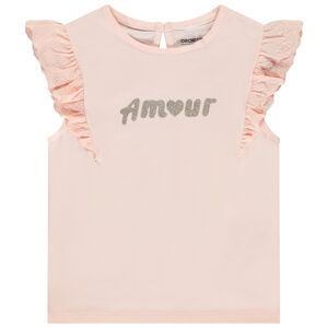 Τ-shirt κοντομάνικο κεντημένο με glitter print για bebe κορίτσι 