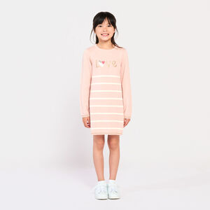 Φόρεμα μακρυμάνικο από πλεκτό με glitter print και ριγέ για κορίτσι 