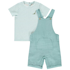 Σετ 2 τμχ. με σαλοπέτα και ριγέ μπλουζάκι για μωρό αγόρι 