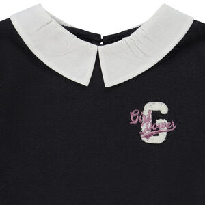 Πουλόβερ bi-matière effet 2 σε 1 με γιακά claudine για κορίτσι 