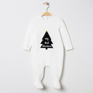 Ολόσωμο φορμάκι βελουτέ με σχέδιο χριστουγεννιάτικο δέντρο για μωρό 