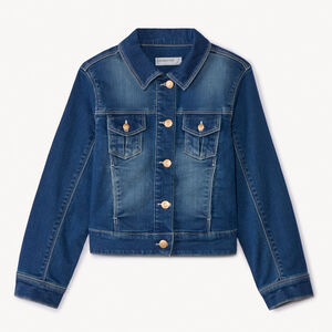 Μπουφάν με εφέ jean και τσέπες για κορίτσι 