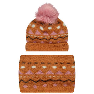 Σετ σκούφος και snood από πλεκτό με φαντεζί σχέδιο για κορίτσι 