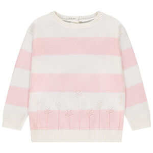 Πουλόβερ πλεκτό με ρίγες και σχέδιο λουλουδιών για κορίτσι μωρού 