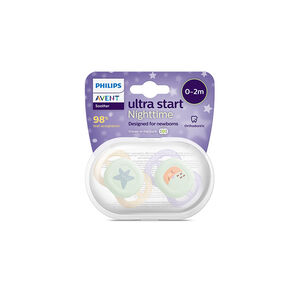 Πιπίλα Ultra Soft Νighttime μωβ/πορτοκαλί με σχέδιο 0-2 μηνών 