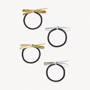 Σετ 4 λαστιχάκια με κόμπους από δερματίνη για κορίτσι 