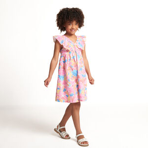 Φόρεμα με τιράντες και βολάν σε λουλουδάτο σχέδιο για κορίτσι 