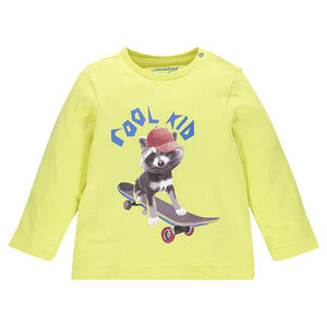 Tee-shirt en jersey manches longues unis avec print fantaisie 