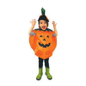 Στολή κολοκύθας για παιδί 3-4 ετών με καπέλο και δαντελωτό γιακά 