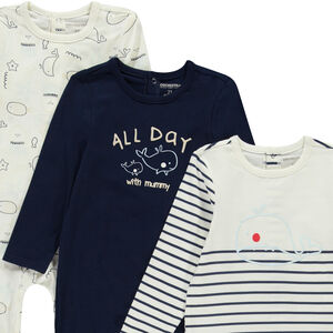 Σετ από 3 φορμάκια με σχέδιο φάλαινας για μωρό αγόρι με διαφορετικές ανοίξεις ανάλογα με την ηλικία 