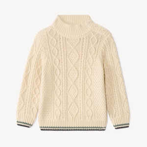 Πλεκτό με εφέ πλεξούδας και λαιμό σε ριμπ για μωρό αγόρι 