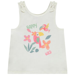 Αμάνικο μπλουζάκι με φιόγκους print φαντεζί για bebe κορίτσι 