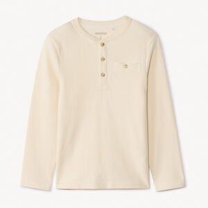 Μπλούζα μακρυμάνικη από πλεκτό ύφασμα κηρήθρα με γιακά τύπου tunisien για αγόρι 