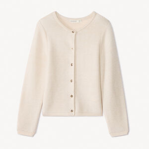 Ζακέτα με μακριά μανίκια από πλεκτό μονόχρωμο ύφασμα για κορίτσι 