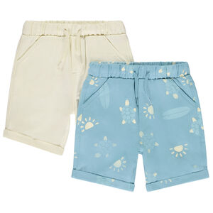 Σέτ 2 βερμούδων από πλεκτό για μωρό αγόρι 