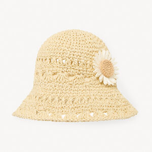 Καπέλο από ψάθα με λουλούδια από ραφία για κορίτσι 