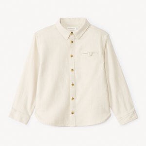 Μακρυμάνικο πουκάμισο μονόχρωμο από πάνινο ύφασμα για αγόρι 