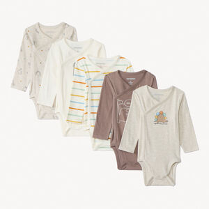 Πακέτο με 5 μπουφάκια μακρύ μανίκι Dinos για αγόρια μωρά με διαφορετικές ανοίξεις ανάλογα με την ηλικία. 