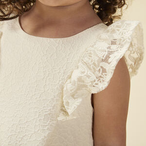 Γιορτινό φόρεμα σε jacquard με κεντημένα μανίκια για bebe κορίτσι 