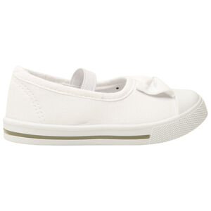 Αθλητικά Babies λευκά από πάνινο ύφασμα με φιόγκο και λάστιχο για bebe κορίτσι 