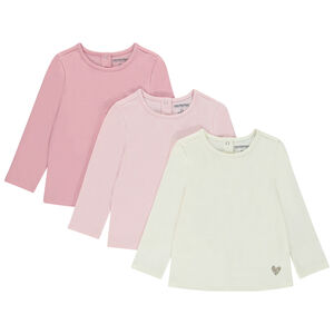 Σετ από 3 μπλουζάκια μακρυμάνικα με τύπωμα καρδιά για κορίτσι μωρό 