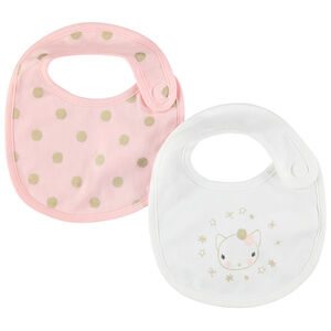 Σετ από 2 κοντές ποδιές με χρυσές πουά και εκτύπωση γάτας 